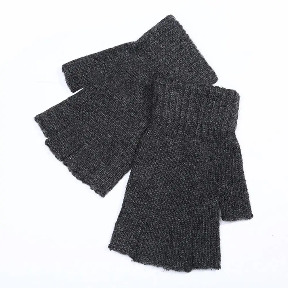 Dark gray Studyset мужские вязаные шерстяные уличные/домашние теплые перчатки без пальцев, митенки перчатки для верховой езды перчатки с половинными пальцами - Цвет: Dark gray