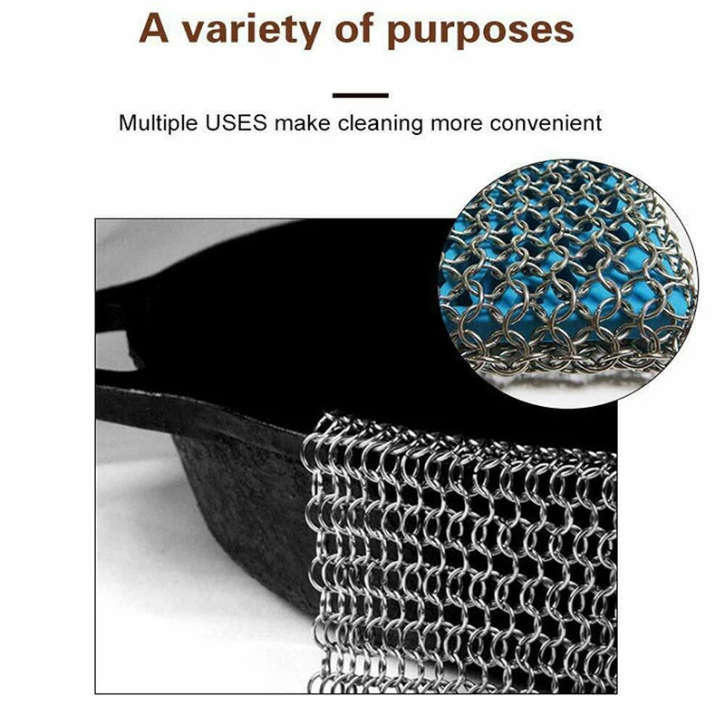 

1Pc Stainless Steel Cast Iron Skillet Cleaner Scrubber Kitchen Grill Pan Rust Remover Cleaning Scraper Brush Tool