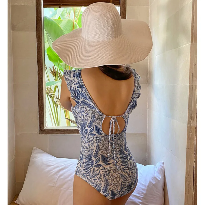 2020 High Waist One Piece Bathing Suit Women Swimsuit Bandage Swimwear Girls Female Sexy V-neck Swim Suits Korean Monokini Beach | Спорт и