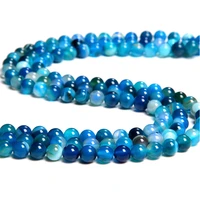 natural beads loose spacer blue stripe agate bead for jewelry making