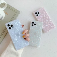 square conch marble phone case for iphone 12 mini 11 13 pro x xs max xr 8 7 plus se 2020 solid color silicone soft back cover