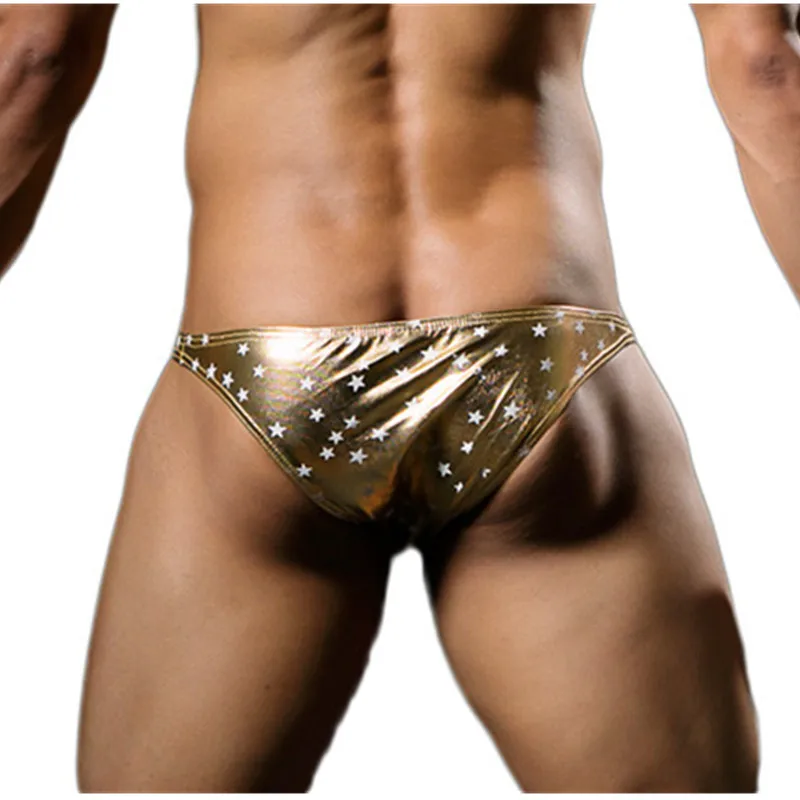 Рождество принт со звездой сексуальное мужское нижнее белье трусы искусственная