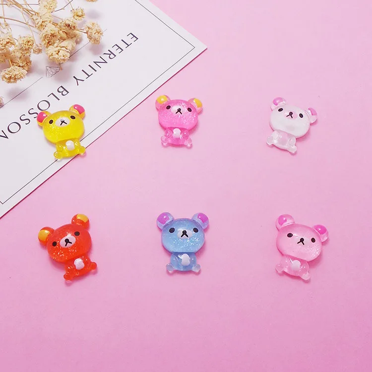 20/50/100 шт миниатюрные из полимерной смолы Kawaii с блестками медведь смолы кабошон с плоской задней поверхностью для украшения телефона Скрапбукинг для рукоделия