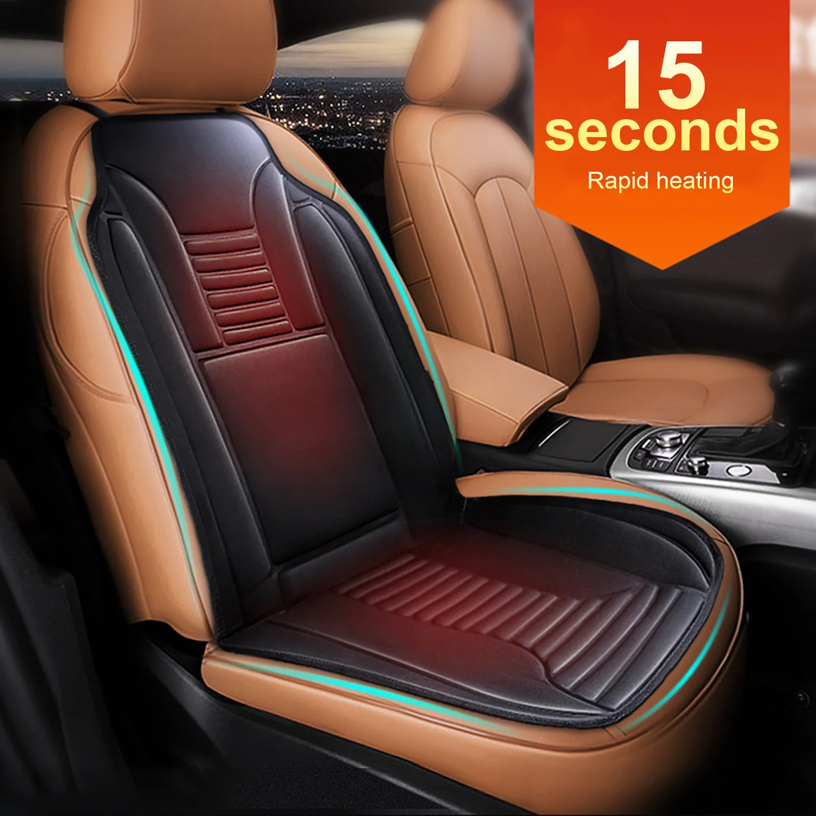 

12V Universal Car Auto Front Seat Heated Hot Thickening Cover Cushion Heater Winter Warmer Electric Heating Pad
