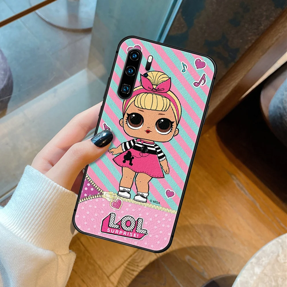 

LOL Cute Cartoon Doll Girl Phone Case For Huawei P Mate 10 20 30 40 Pro Lite Smart 2019 2021 black Funda 3D Cell Soft Coque