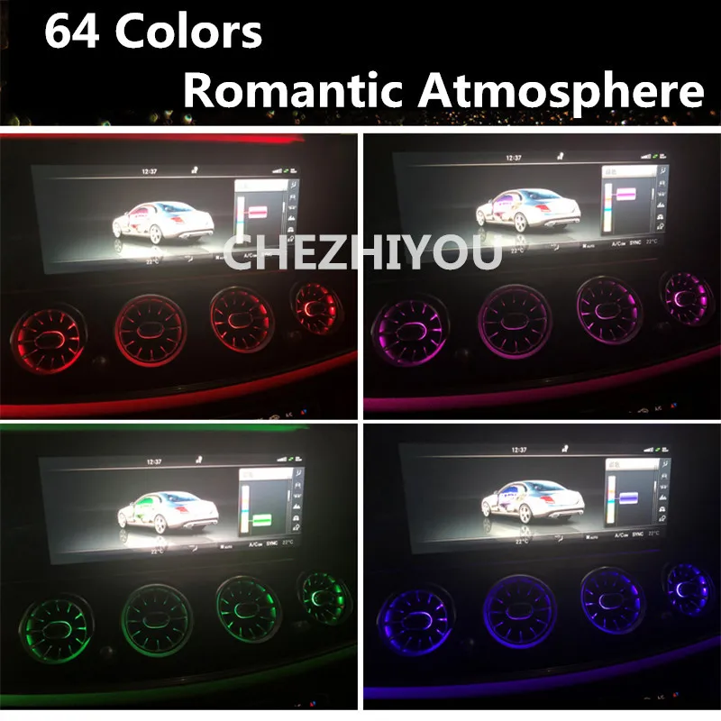 Светящийся воздушный выход для Mercedes Benz E Class W213 2015-2019 внутренняя передняя консольная система AC Vent Turbo Style Replace on.