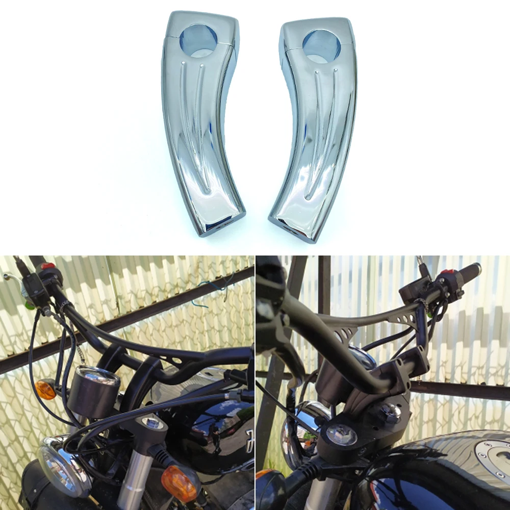

REALZION 5" Chrome Motorcycle Handlebar Pullback Risers for Harley Honda Yamaha Suzuki Kawasaki Cruisers Touring