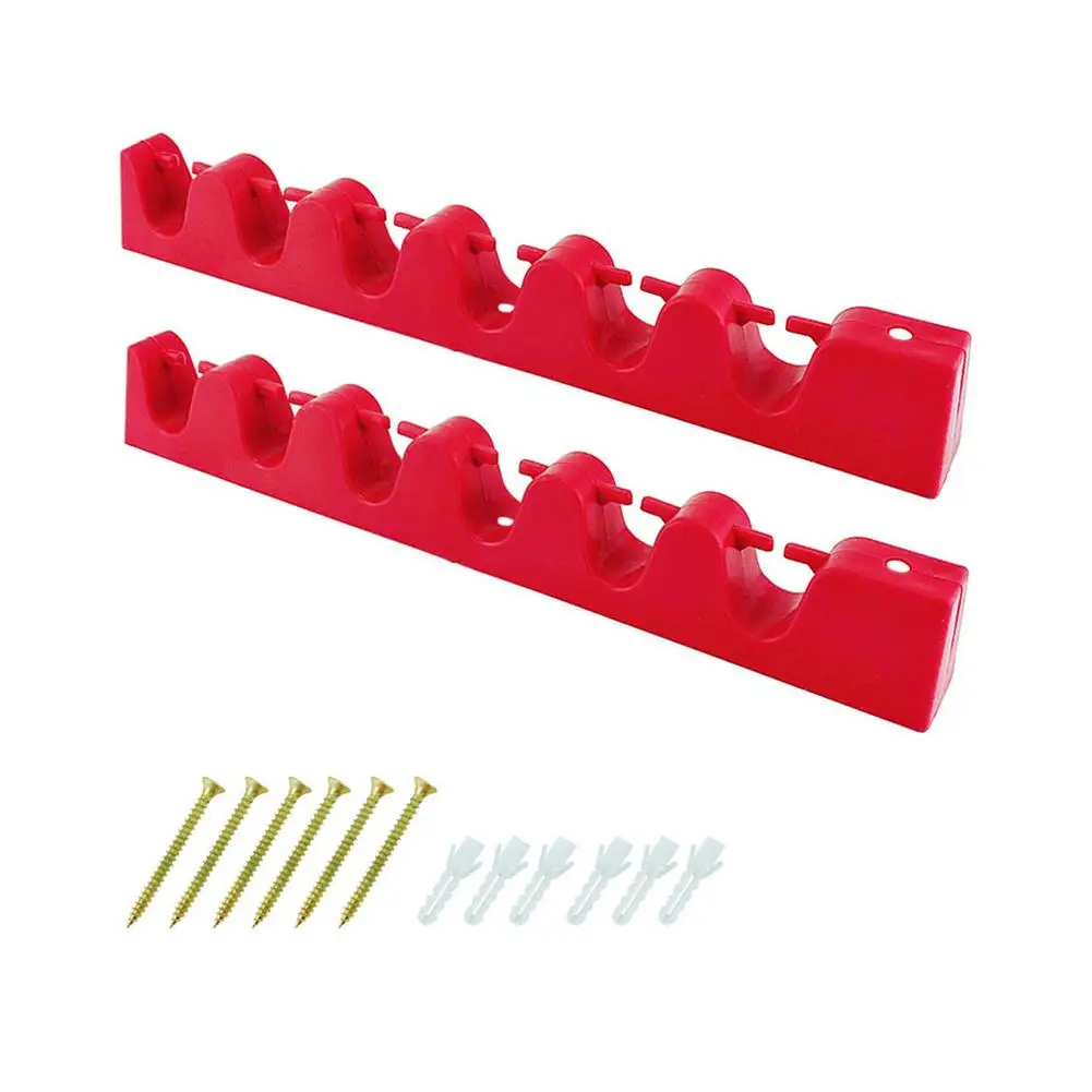 

Red Wall-Mounted Fishing Rod Holders With Six Holes Fishing Rod Rack Collection Storage Rack For Fishing Rods Billiards Clubs