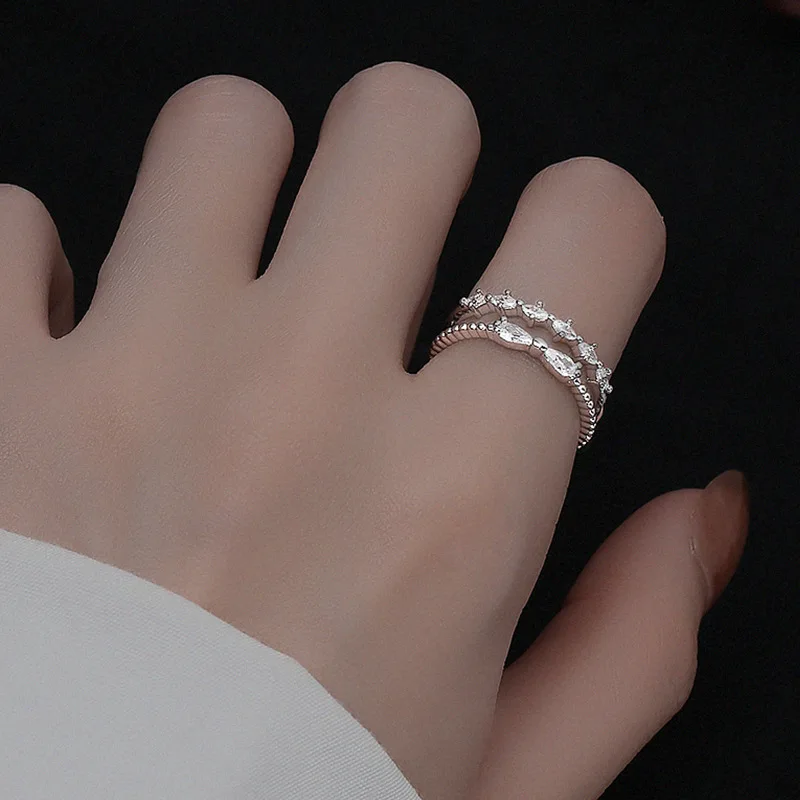 

Modern Jewelry AAA Zircon Rings Delicate Design Silvery Plating High Quality Hot Selling Metal Rings For Girl Lady Wedding Gifts