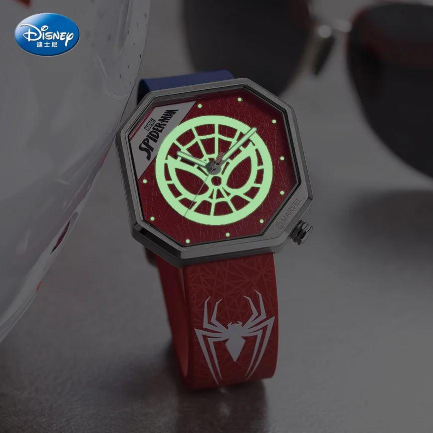 Disney Marvel Men's Quartz Watch Iron Man Spiderman Luminous Tape Fashion Waterproof Boys Watch 5Bar Luminous Hands Silicone enlarge