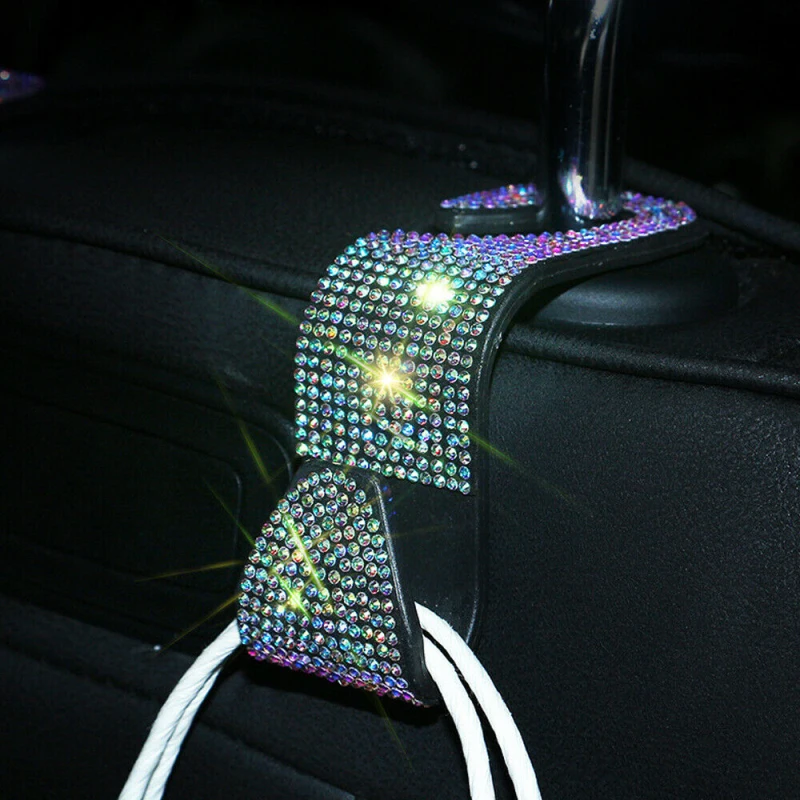 

New Car Clips Seat Back Hooks Car Accessories Interior Decoration Car Goods Rhinestones Crystal Car Back Seat Hook Drop Shipping