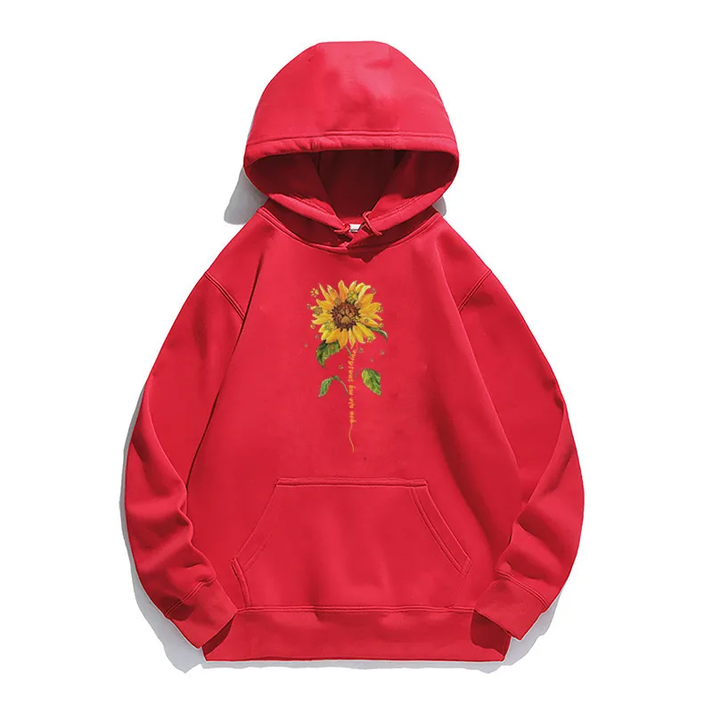 

Women Hoodie Sunflower Printed Hoodies Women Fleece Long Sleeve Loose Sweatshirt with Hat Girls Pullovers Winter