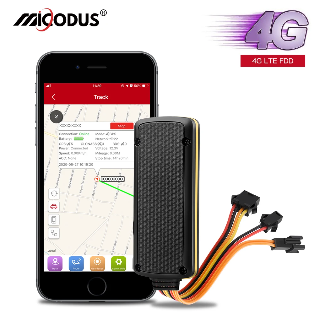 Автомобильный GPS трекер MiCODUS 4G LTE FDD MV401G 9 72V водонепроницаемый Отключение подачи