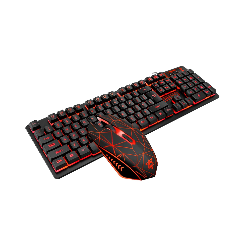 Черный Arealer USB Проводная игровая клавиатура и мышь комбо Водонепроницаемый 3 цвета с подсветкой 2000 dpi для домашнего офиса - Цвет: Черный
