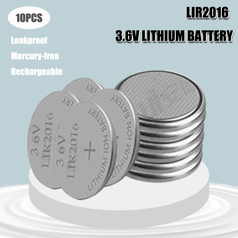 Фото 10 шт. литий-ионные перезаряжаемые батарейки LIR2016 3 6 В Литиевые кнопочные
