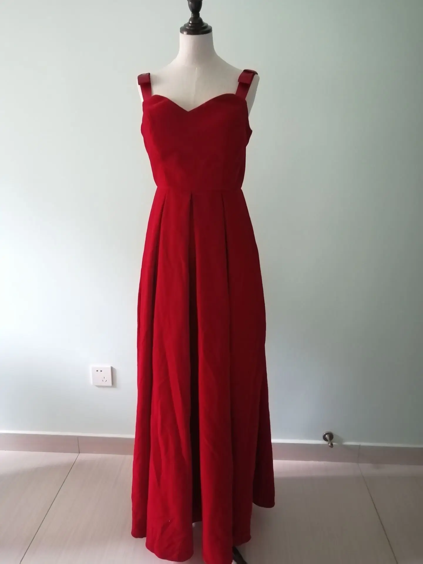 

KAUNISSINA Spaghetti Straps Evening Dress Prom Sweetheart Sleeveless Party Gown Vestido de Novia Women Evening Gown Wine Red
