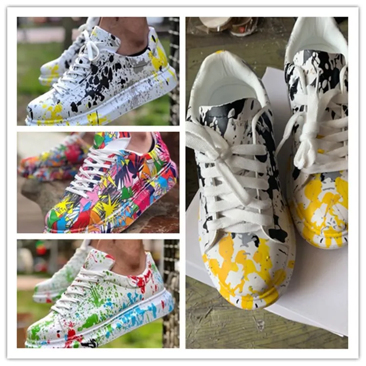 

BONJEAN Casual Women's Flat Shoes 2020 Autumn Footwear Lace-Up Sport Board Shoes for Female Hand-Painted Vulcanize Shoes BJ3325