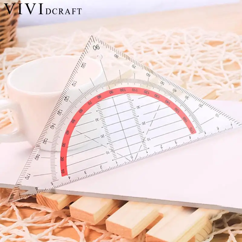 Линейка треугольная Vividcraft многофункциональная пластиковая школьная