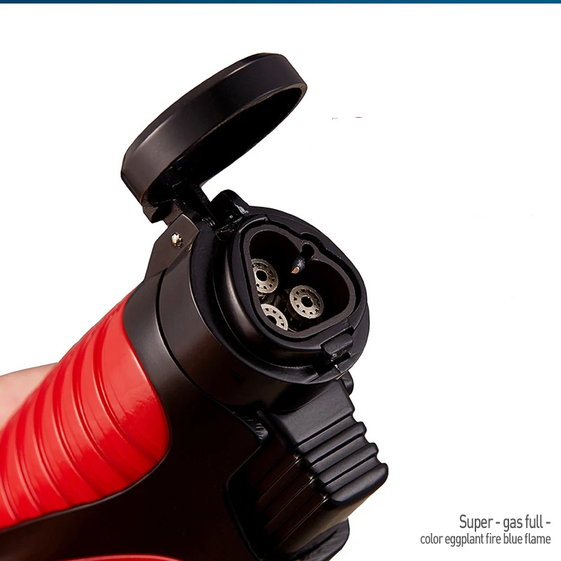 Металлическая зажигалка для сигар факфонарь с 3 струями пламени и бутана