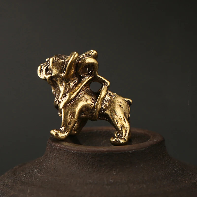 Латунный брелок ручной работы с маленьким Мопсом подвесные безделушки винтажные