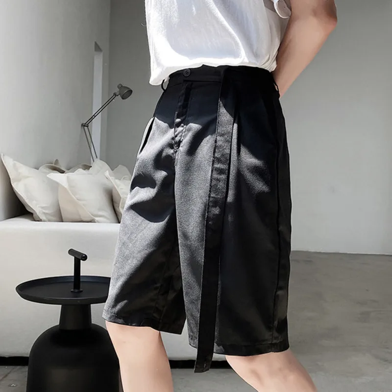

IEFB Summer Koean Trend Side Detachable Ribbon Design Casual Elastic Knee Length Shorts Male High Waist Shorts 2021 New 9Y7751