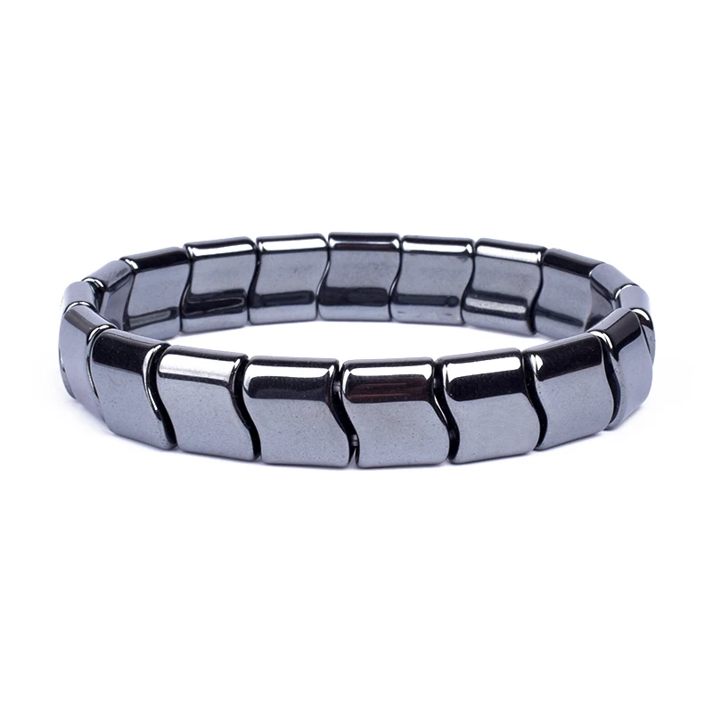 

Weight Loss No Magnetic Therapy Bracelet For Men Women Geometric Black Hematite Stone Beads Stretch Health Wave Bracelet Jewelry