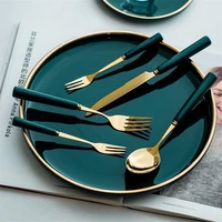 1pc ceramics handle stainless steel knife fork spoon dessert western style cutlery set food steak suit household tableware