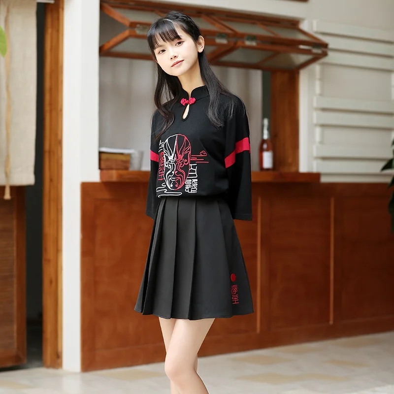 Женское платье Ципао Повседневная рубашка в стиле Харадзюку готическом 10199|Топы|