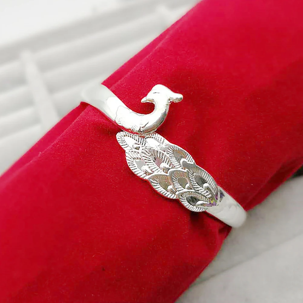 Модный роскошный женский посеребренный браслет павлина с открытым концом
