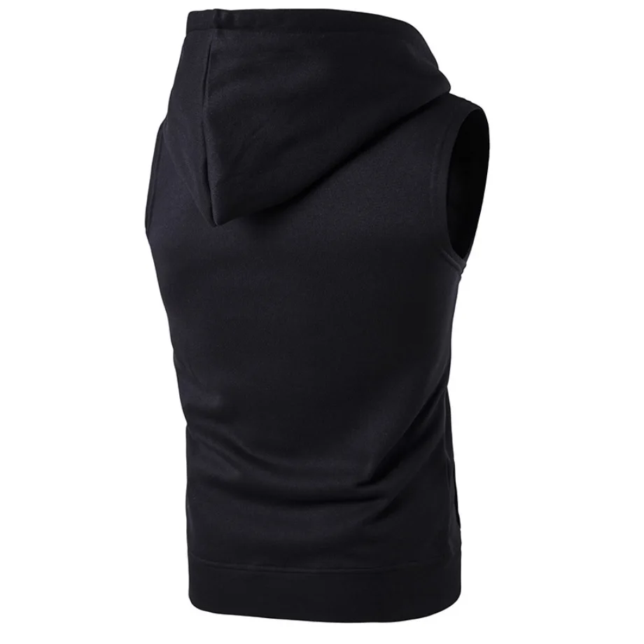 Свитшот мужской без рукавов на молнии худи куртка с карманами одежда черного