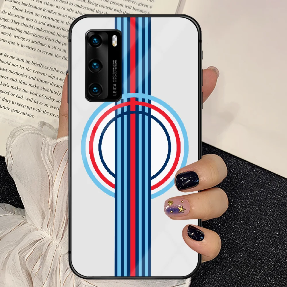 

Martini Racing Car Phone Tempered Glass Case Cover For Huawei P Nova Mate 5T 20 30 40 E Pro Lite Smart 2019 2021 Fashion Bumper