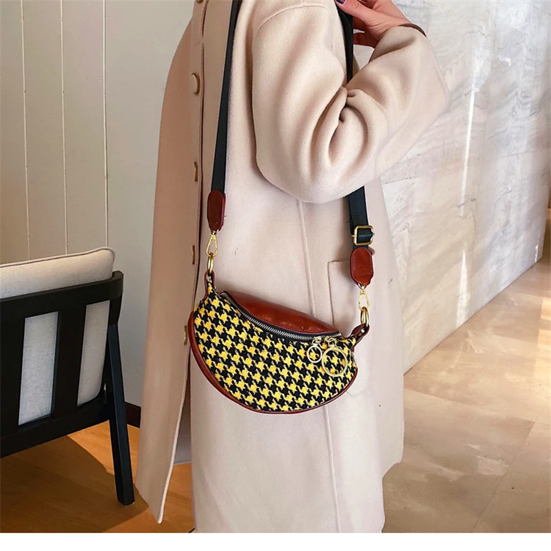 

Houndstooth Waist Bag Crossbody Bags For Women Bolsa Fanny Pack Belt Bag Pochete Sac Banane Running Pochette Femme