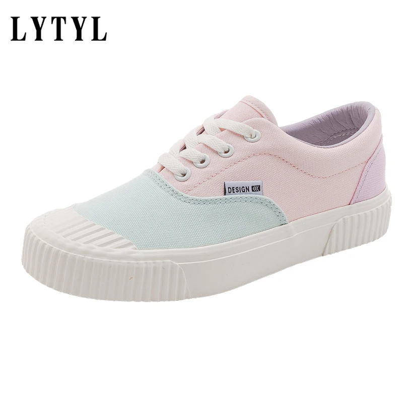 

Fashion Canvas Shoes Woman 2021 Autumn New Sport Women Casual Mixed Color Shoes Cute Canvas Women Platform Shoes Sneakers B20-55
