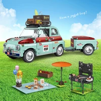 creator series expert fiat car 500 picnic pretend play house toy building blocks set bricks toys for kids children gift