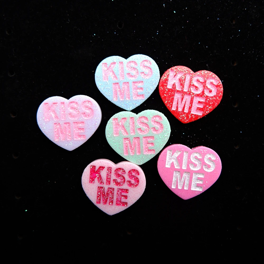 10 шт смолы Kiss Me сердце ремесла плоская спина Кабошон Скрап заказ украшения