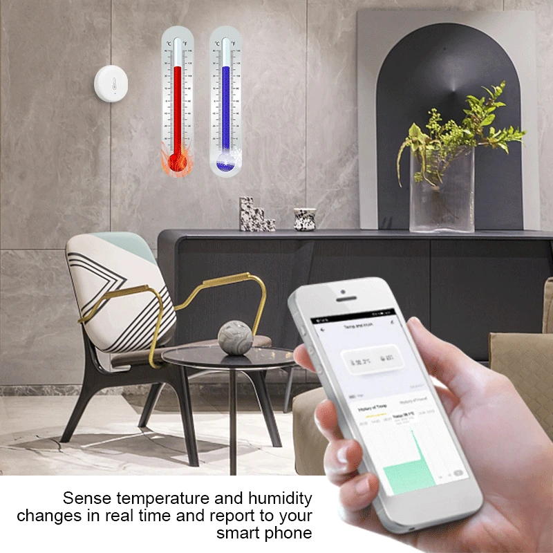 Умный датчик температуры и влажности Tuya/Smart Life работает от приложения ZigBee |