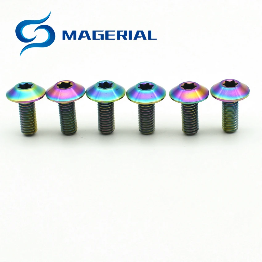 Титановые болты M5 x15mm M6 x12mm 15 мм 20 мм там цвета ферменной конструкции головкой торцевой разъем Ti винты Ti Упаковка застежек из 6 штук
