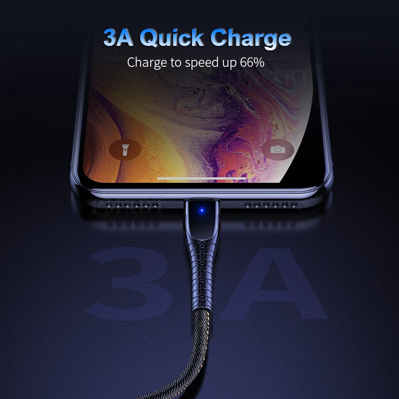 3A микро USB кабель светодиодный свет деним цинковый сплав Быстрая зарядка для Samsung