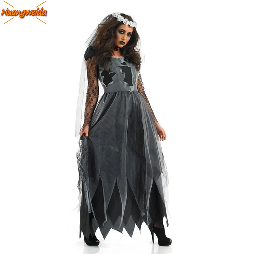 Страшное платье невесты с зомби страшный костюм на Хэллоуин для женщин дьявола