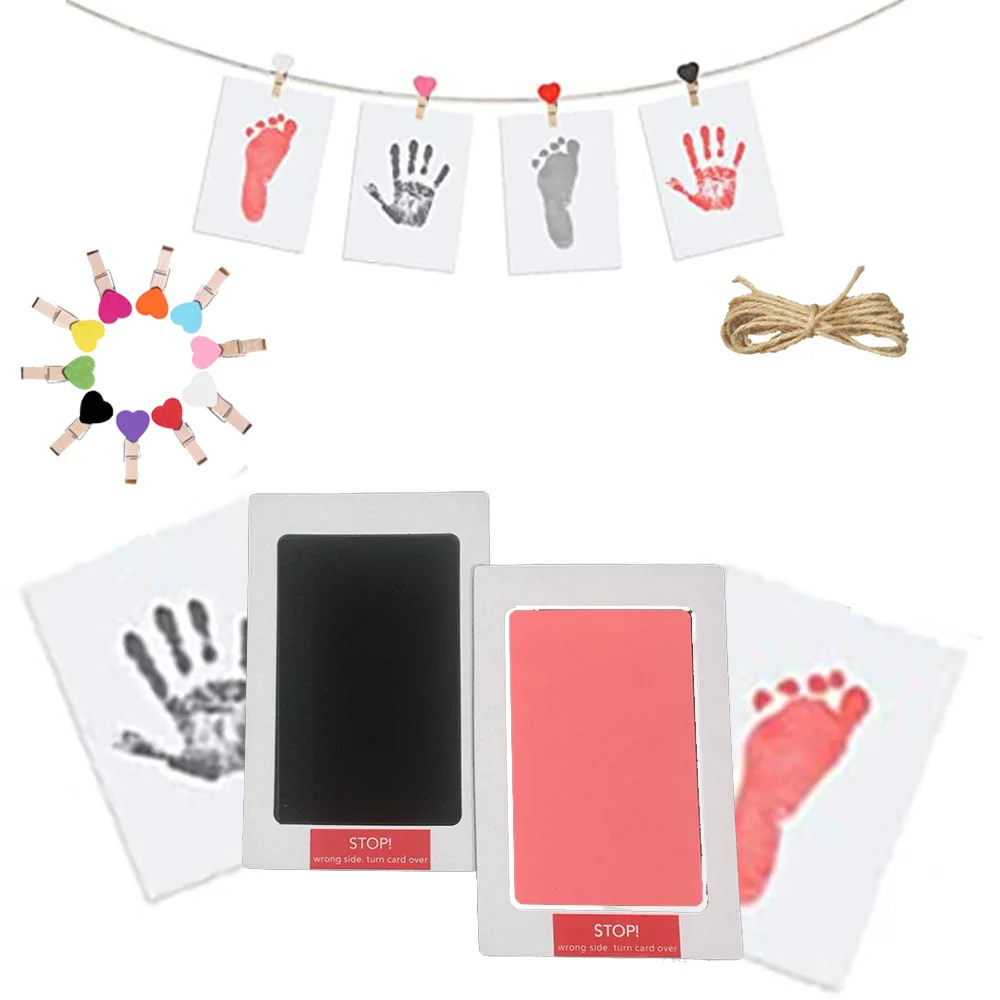 

Non-toxic Baby Inkless Handprint Footprint Kit No Touch Skin Ink Pads for 0-6 Months Souvenir Gift for Infant Newborn Paw Print