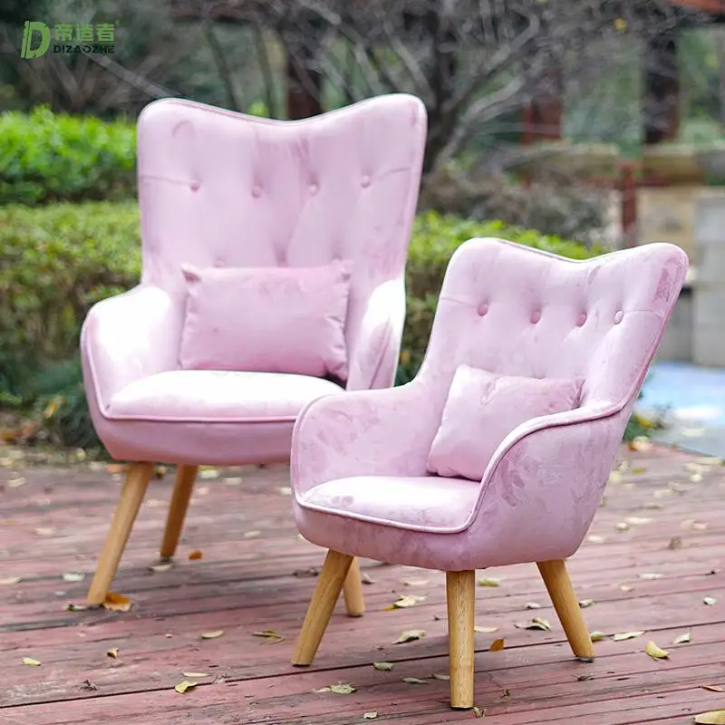 Nordic single sofa chair fabric balcony bedroom study living room high back leisure |
