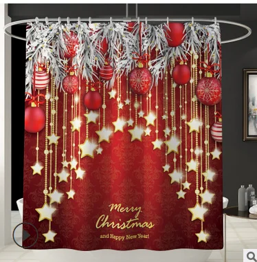 Star curtain 4 шт./компл. Рождество крышку унитаза фланель коврик для душа Шторы Рождественское украшение для дома Ванная комната расходные материалы - Цвет: Star curtain