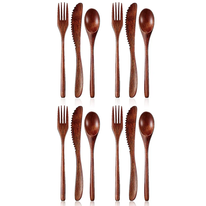 

12 шт., деревянные столовые приборы