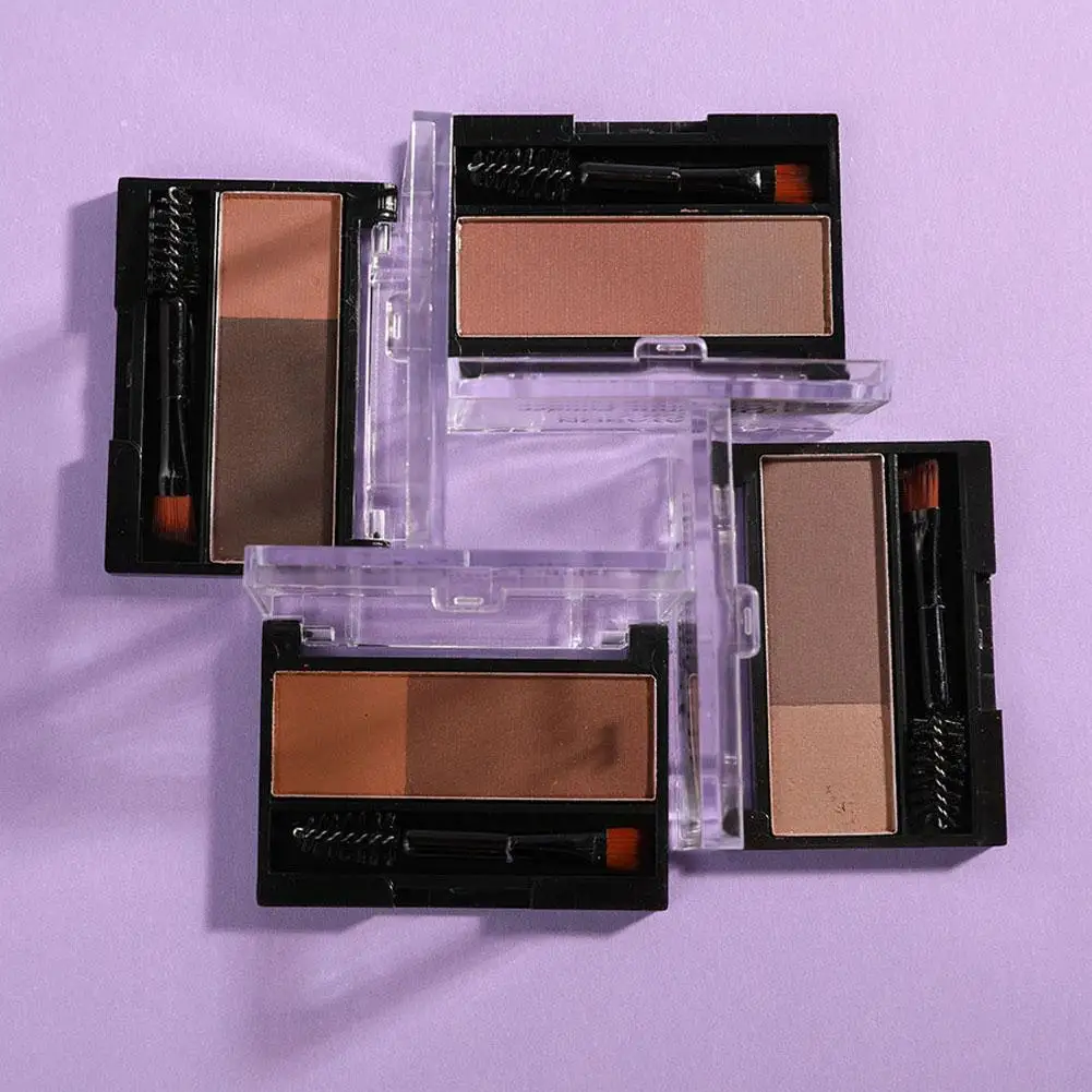 Двухцветная пудра для бровей штамп водостойкая долговечная быстрое макияж