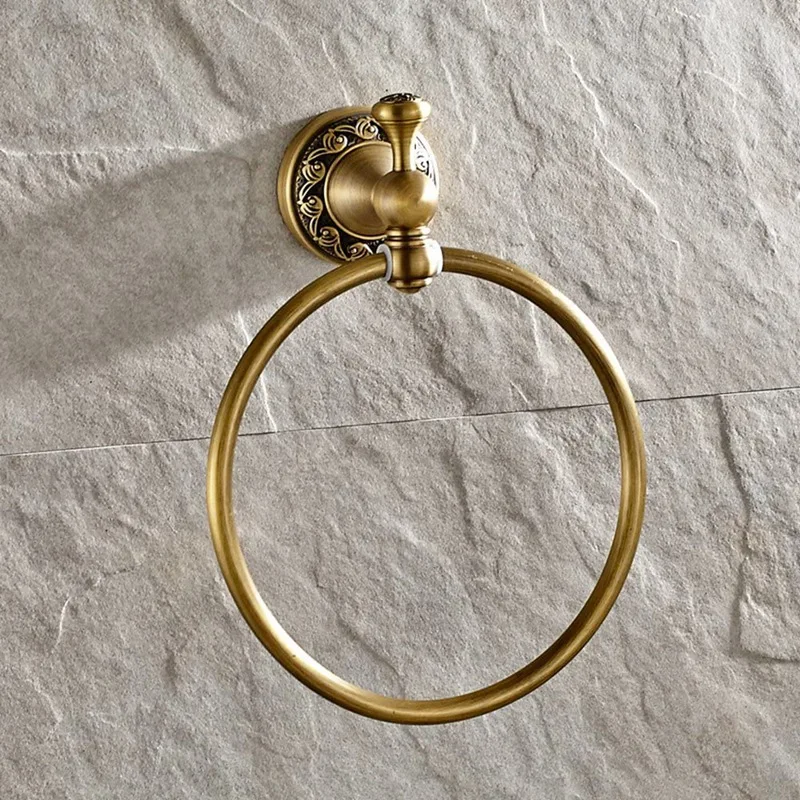 

Towel Ring Towel Rack Towel Shelf Lavatory Accessories Wall Mounted, Antique Brass Finish
