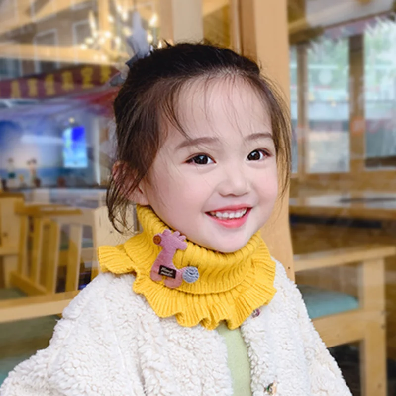 Детский непродуваемый воротник из кроличьей шерсти вязаный детский нагрудник с