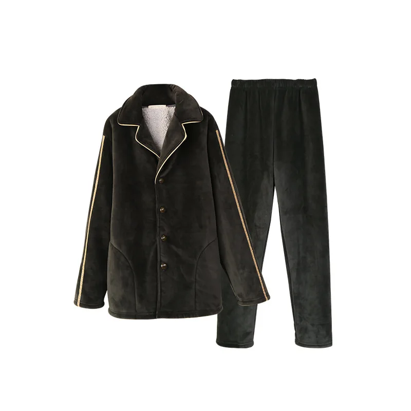 Зимняя мужская пижама Фланелевая коралловый флис Толстая Повседневная Простая