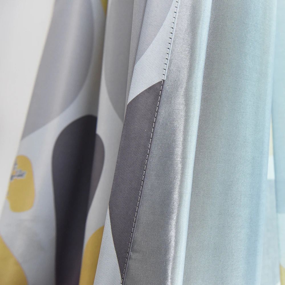 Голубые занавески с геометрическим принтом затемняющие шторы для гостиной