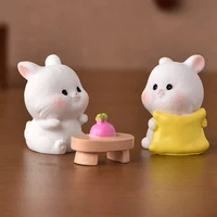rabbit decoration miniature hare animal figurine resin craft mini bunny garden ornament diy accessories