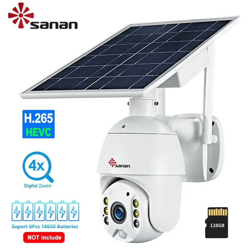 SANAN 8W солнечные батареи Камера наблюдения WIFI На открытом воздухе Беспроводная PTZ